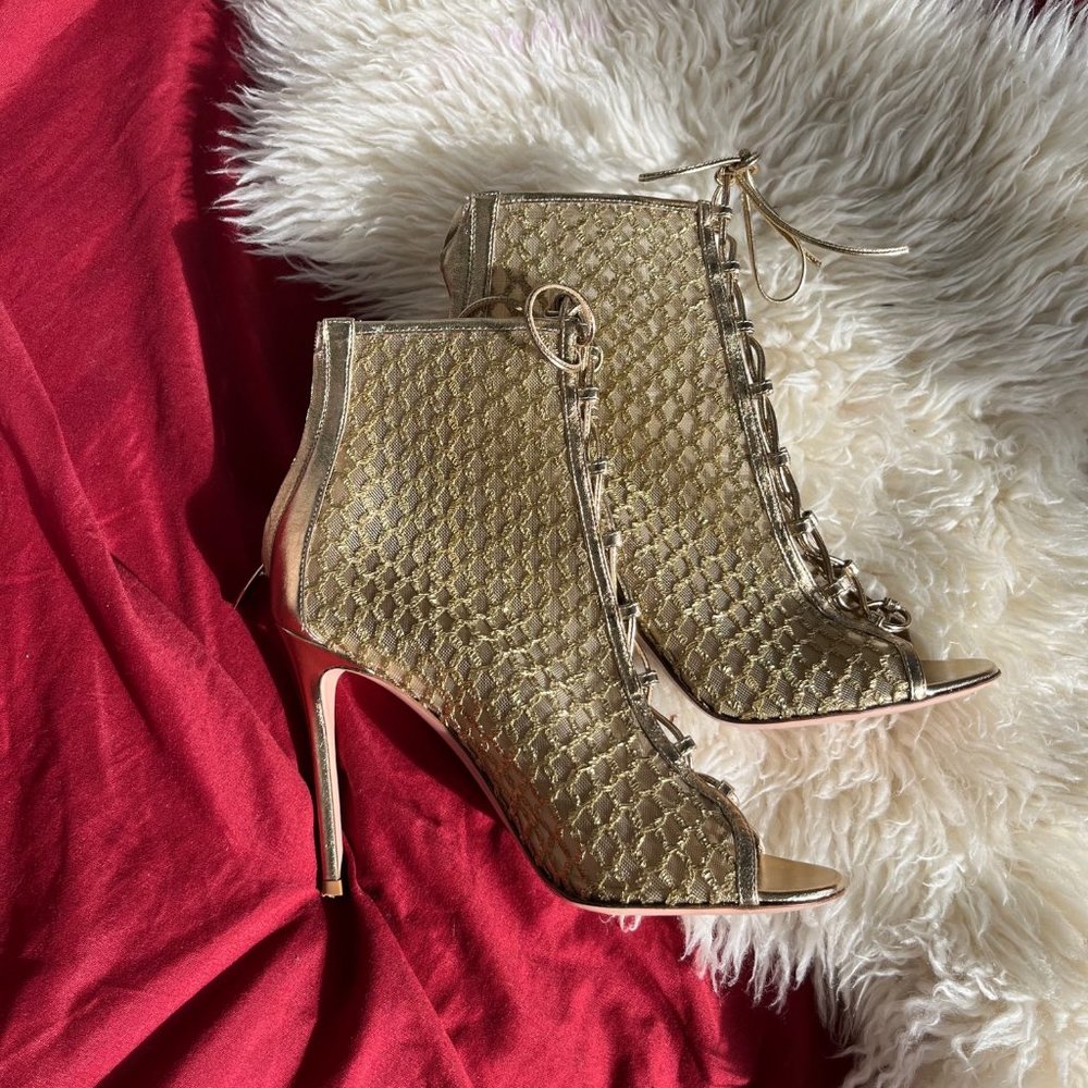 Gianvito Rossi Golden Mesh Heel Bootie Size 40